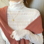 Women Elegant High Neck Polka Dot Blouse Mesh Lace Stitching Puff Long Sleeve Shirt Slim Fit Office Ladies Fashion Daily Tops - Matrix-studios.com