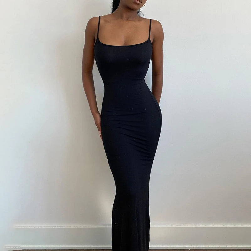 Summer New High Elastic Tight Casual Skirt Sleeveless Sexy Long Suspender Butt Lift Fishtail Dress - Matrix-studios.com
