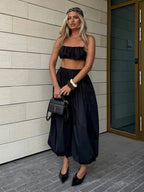 Bornladies Autumn Womens 100% Cotton Loose Lantern Style Wide Leg Pants Street Style Casual Lazy Pants Fashion Trousers