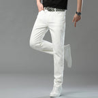 2025 Autumn Men's Elastic Colorful Jeans Breathable Casual  Straight Fitted Solid Color Denim Pants Korean Fashion Trousers - Matrix Studios