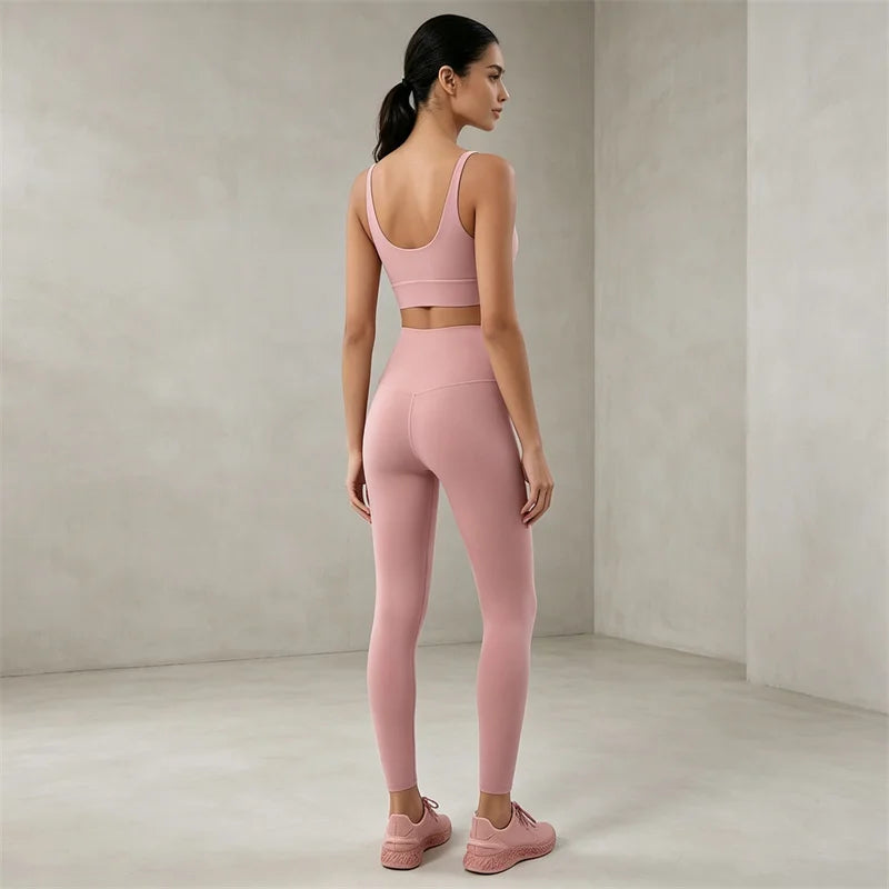 TRY TO BN Gym Sets Woman 2 Piece Sports Bra High Waisted Leggings Fitness Sportswear Women's Tracksuit Yoga Wear Workout Clothes - Matrix-studios.com