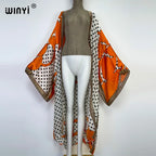 WINYI 2022 Boho Printed Long Kimono Dress Bikini Wrap Cover-ups Women Summer Clothes Beach Wear Swim Suit Cover Up Kaftan Kimono - Matrix Studios