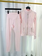 Gold zipper jacket and yoga pants set, sportswear, quick-dry and breathable, slimming and lightweight, tight-fitting - Matrix-studios.com