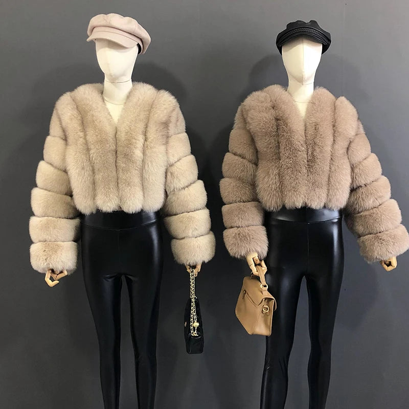 High Quality Fur Coat Women 100% Real Fox Fur Jacket Women's Fall/Winter Luxury Short Natural Fox Fur Coat Leather Jacket - Matrix Studios