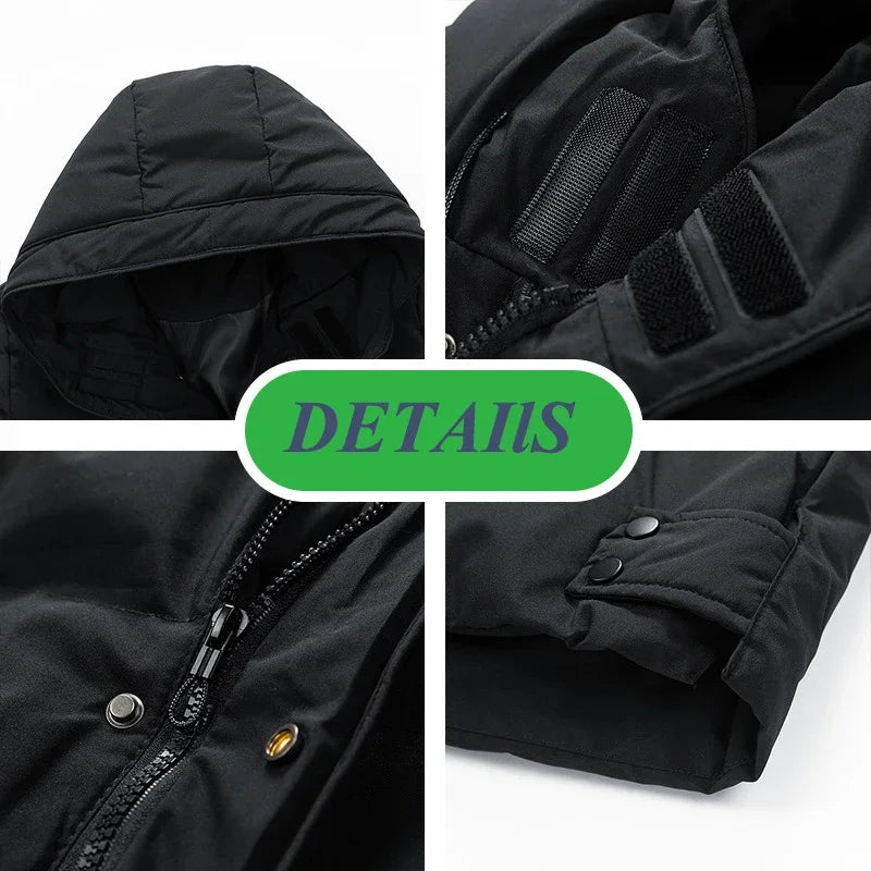 Winter Men's Warm Padded Jackets Fashion Men Mid-Long Cotton Down Parkas Men Thermal Windbreaker Hooded Coats Plus Size 7XL 8XL - Matrix Studios
