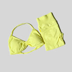 WAREBALL Gym Set Women 2 Piece Sets Halter Neck Tank Tops High Waist Scrunch Seamless Shorts Sport Suit Sportswear Workout Set - Matrix-studios.com