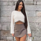 HXAO Women's Skirt Shorts Summer Beige Black Skirt Pants Woman Office High Waist Skort For Women Asymmetrical Pink Brown Skirt - Matrix-studios.com