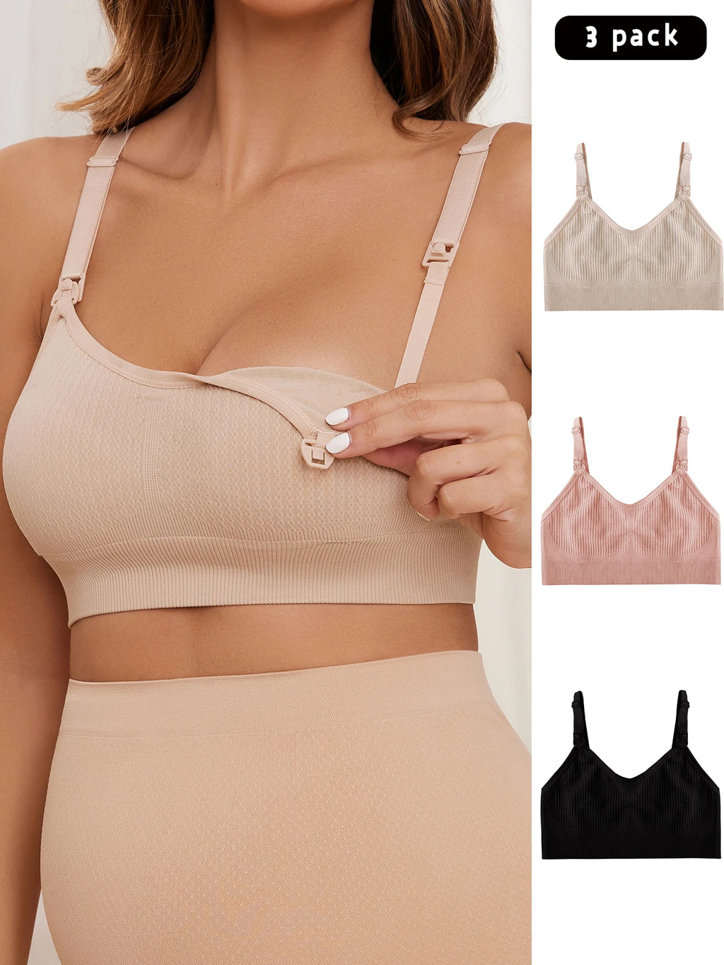 3 Piece Set Of Women'S Breastfeeding Underwear Comfortable Without Steel Rings And Anti Sagging Gathering Breastfeeding Bra - Matrix Studios
