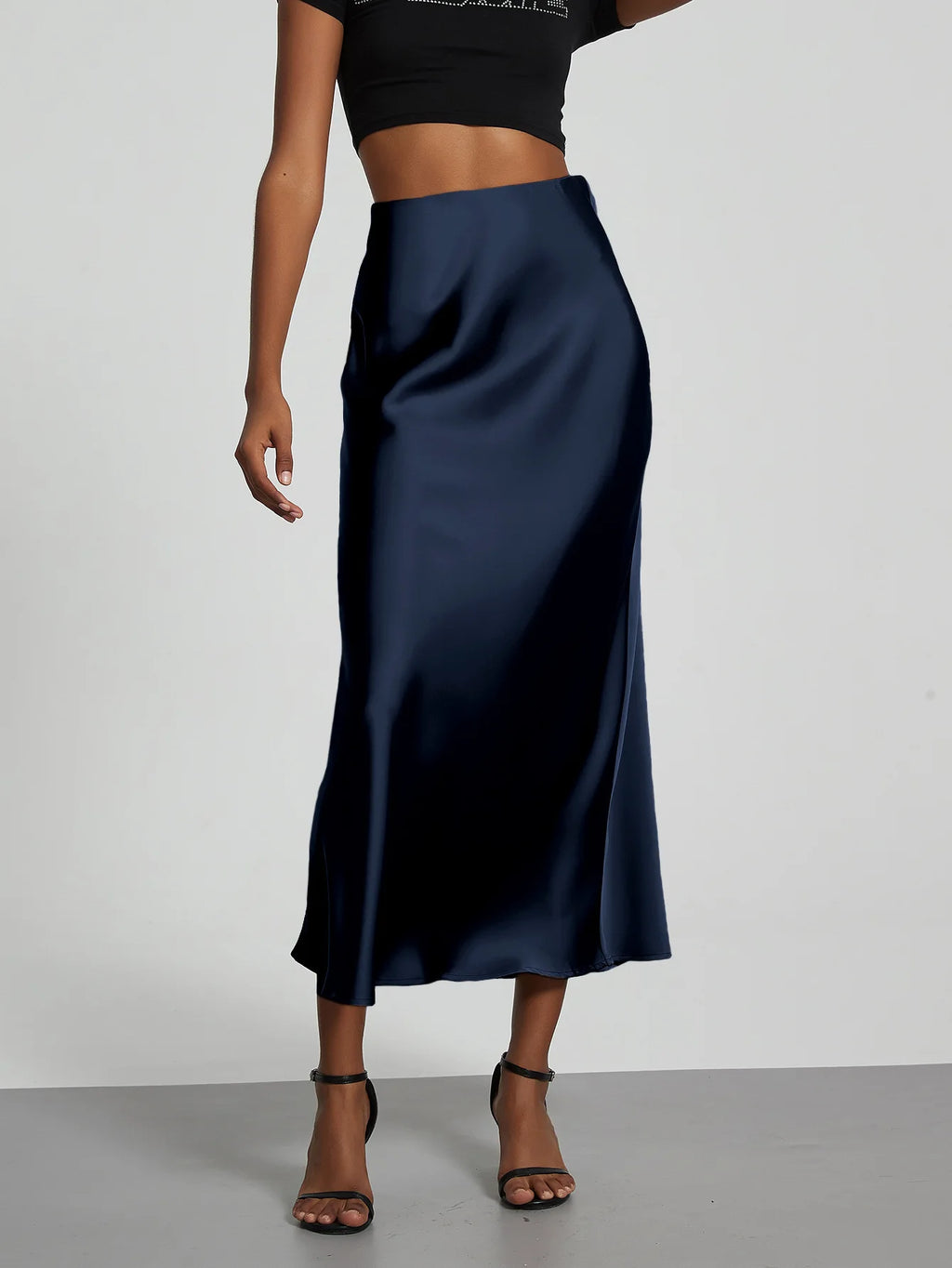 21 Colors New 2026 Women's Elegant High Waist Satin Long Skirts Female Summer Solid Color Faldas - Matrix-studios.com