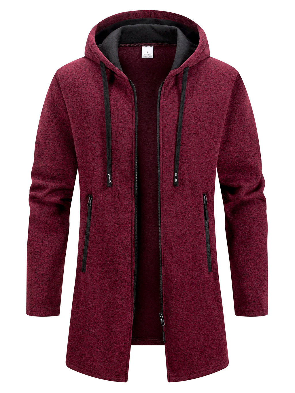 Men's Retro Zipper Jacket Mid Length Windbreaker Spring Autumn Winter Fleece Warm Jackets Fashion Casual Patchwork Yarn Coat - Matrix Studios