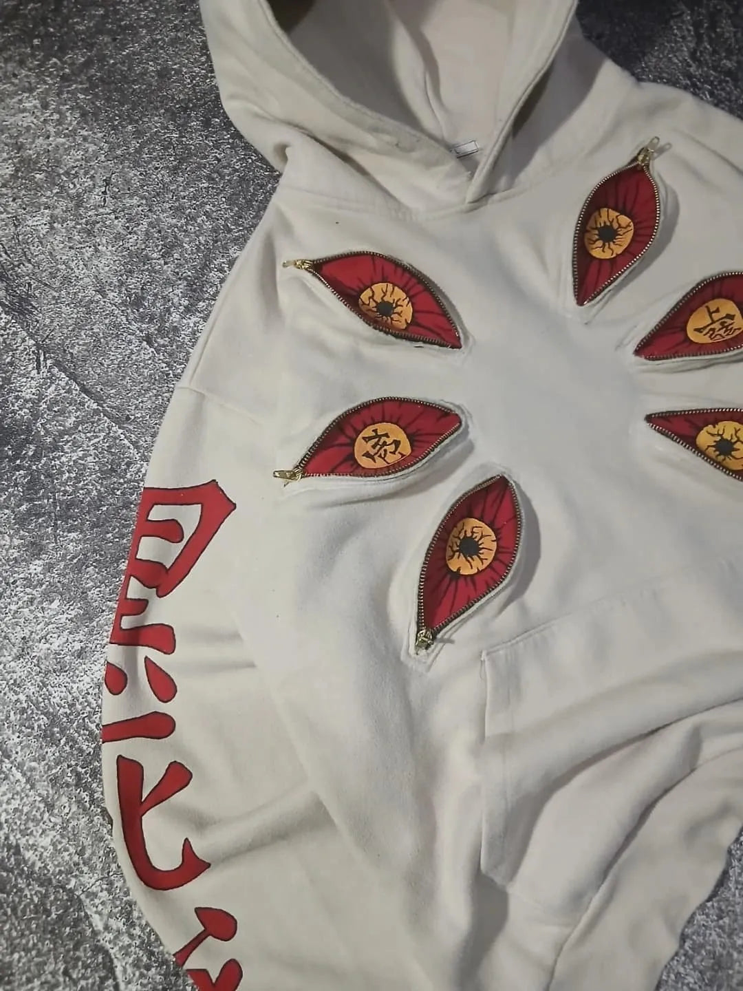 Punk Six Eyes Kokushibo Multi Zipper Hoodies Cool Design Sweatshirt Y2k Streetwear Oversized Casual Fashion Couples Anime Hoodie - Matrix Studios