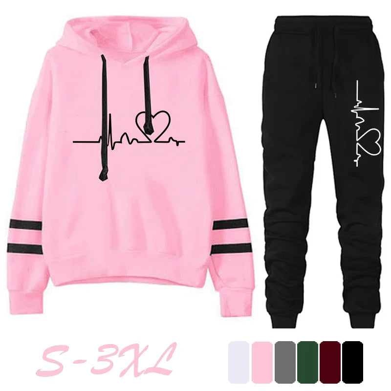 Womens Tracksuit Casual Stripe Versatile Sweatshirt Black Sweatpants Loose Print High Quality Outfits Single Piece Hoodies Pants - Matrix-studios.com