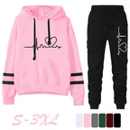 Womens Tracksuit Casual Stripe Versatile Sweatshirt Black Sweatpants Loose Print High Quality Outfits Single Piece Hoodies Pants - Matrix-studios.com