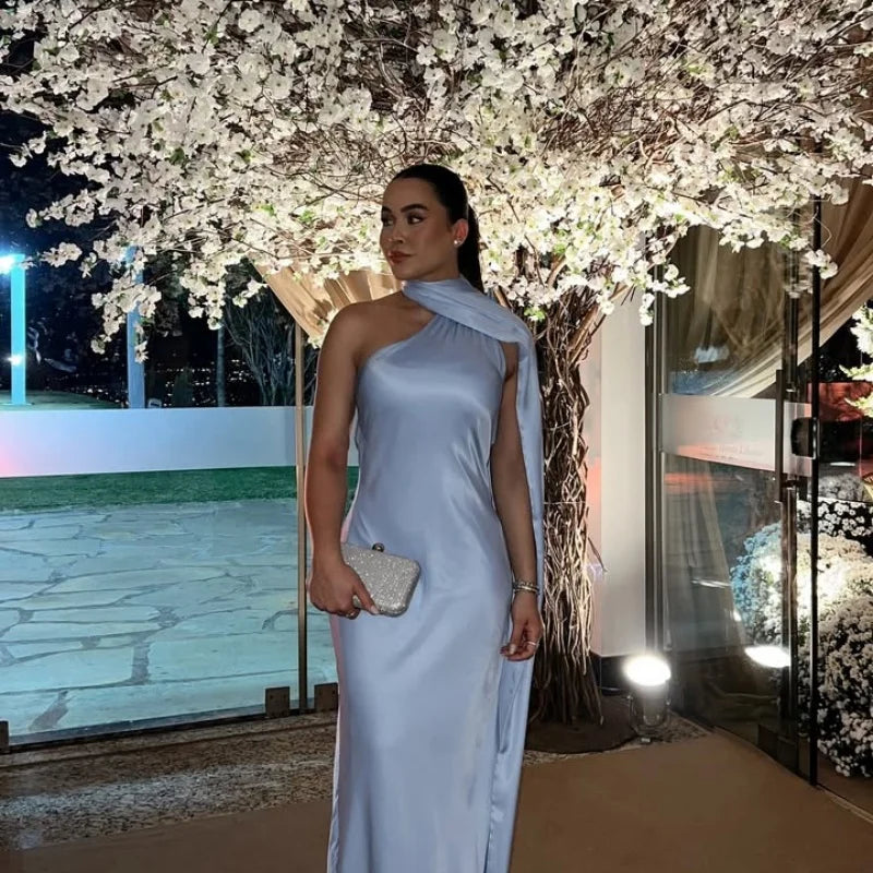 Elegant Ribbon Halter Dress Women Solid Off Shoulder Sleeveless Backless Slim Maxi Dresses 2025 Summer Autumn Party Robes Lady - Matrix-studios.com