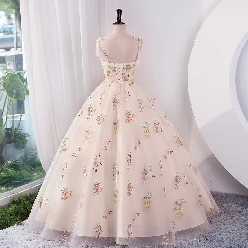 Luxury Floral Embroidery Long Prom Evening Wedding Shooting Dresses Women 2025 Summer Party Formal Occasions Reception Dress - Matrix-studios.com