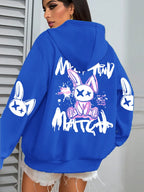 Mix And Match Cartoon Rabbit Prints Women Hoodie Pocket Streetwear Harajuku Loose Hoody All-Match Fleece Female Clothing - Matrix Studios
