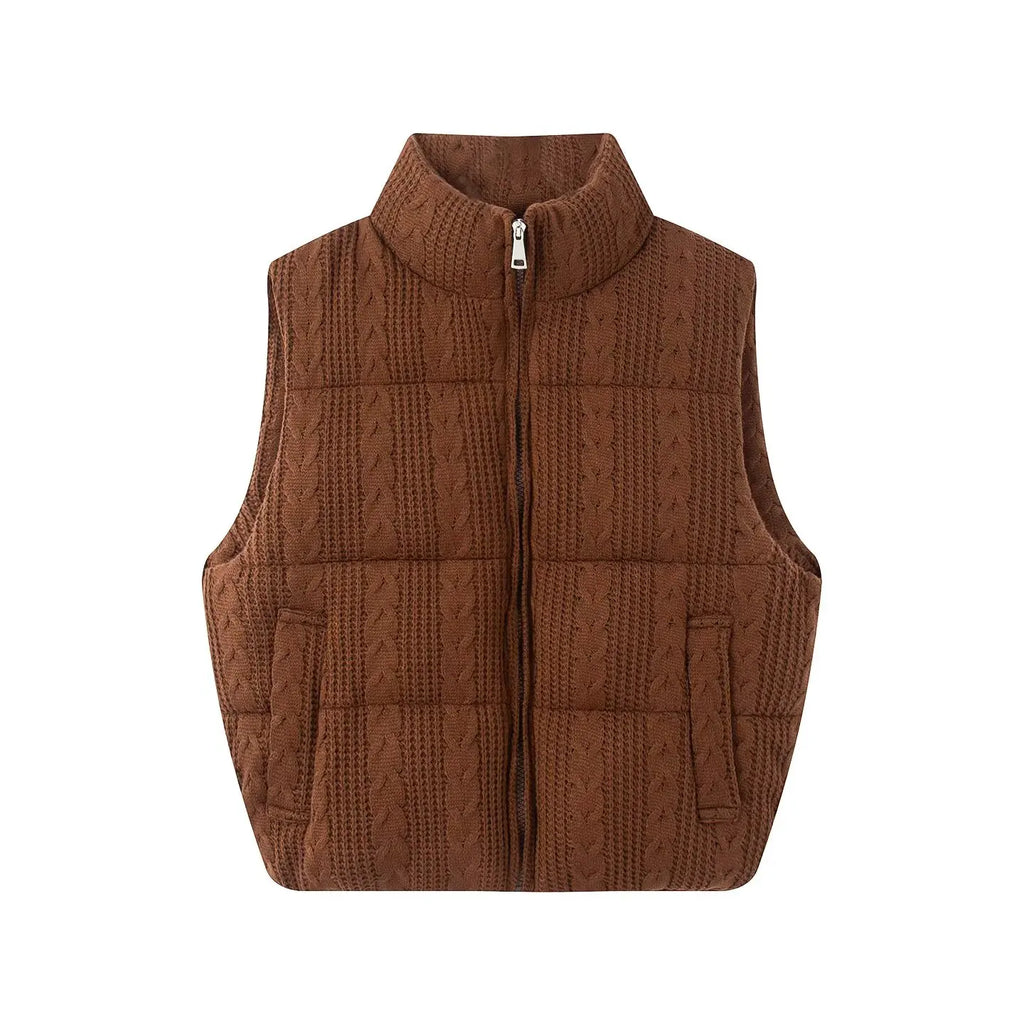 Women's Vest Jackets Coat Knitted Outwear Beige Sleeveless Tops Solid Waistcoat Solid Streetwear Fashion 2024 inszart Woman Coat - Matrix Studios
