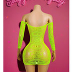 1PC Women Fishnet Cover Up Without Bikini Sexy Lingerie See Through Hollow Out Bodycon Dress Long Sleeve Beachwear Qq568 - Matrix Studios