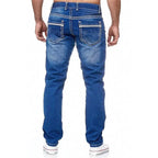 Straight Jeans Men Washed no hole Jean Spring Summer Boyfriend Jeans Streetwear Loose Cacual Designer Long Denim Pants Trousers - Matrix Studios