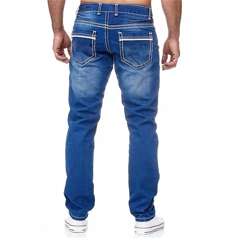 Straight Jeans Men Washed no hole Jean Spring Summer Boyfriend Jeans Streetwear Loose Cacual Designer Long Denim Pants Trousers - Matrix Studios
