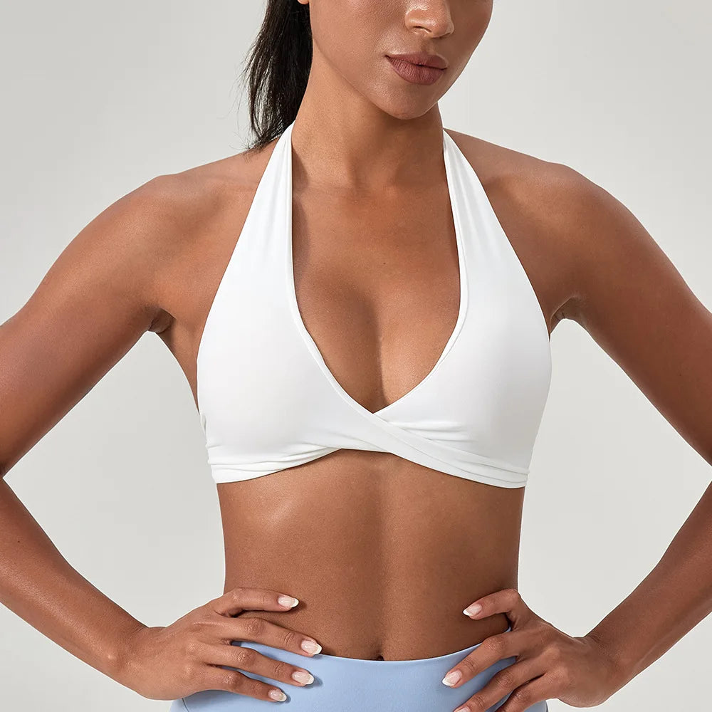 YOGA Naked Feeling Strappy Padded Sports Bras for Women - Fitness Workout Top Criss Cross Back Yoga sports Bras No steel ring - Matrix Studios