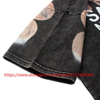 Y2K Gothic Skull Flame Graphic Tee Satoshi Nakamoto Letter Print Oversized Washed Black Men Casual Street T-Shirts - Matrix-studios.com