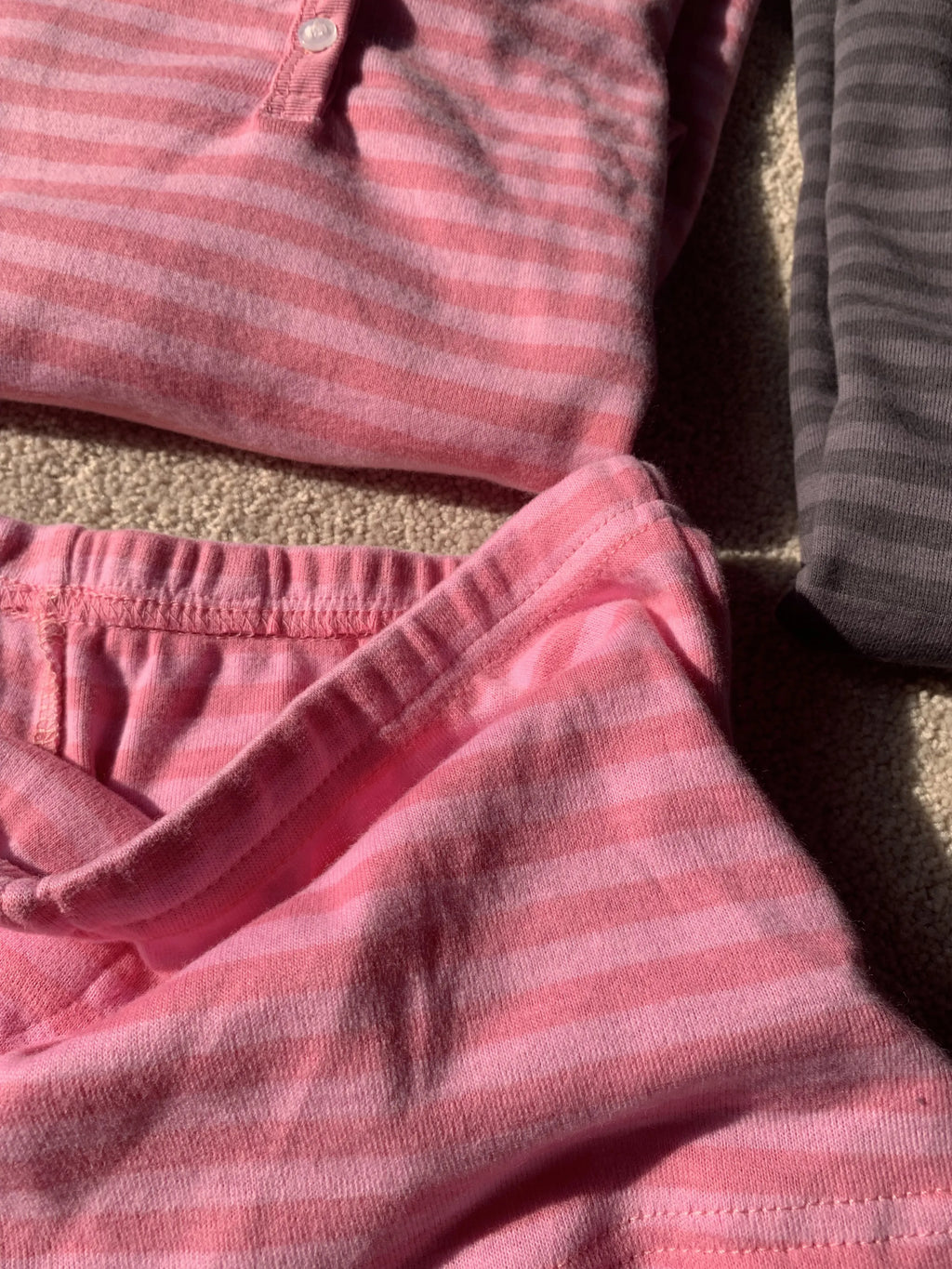 Pink Striped Long Sleeve T-shirt Shorts Set Woman Buttons Slim Tees+Elastic Straight Short Pant Cotton Home Pajama 2 Piece Sets - Matrix-studios.com