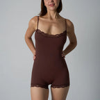Hot Women Sexy Lace Patchwork Bodysuit Sports FitnessSkinny Shaperwear Camisole Square Neck Spaghetti Strap Slimming Bodycon - Matrix-studios.com