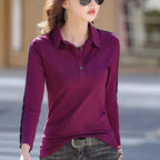 European Station Long sleeved T-shirt Women's Summer New Fashion Light Luxury Pure Cotton Polo Neck Casual Large Size Loose Top - Matrix-studios.com
