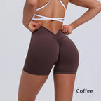 DIAS FIT JOY V-Back Shorts High Waisted Hip Lifting Yoga Shorts Women's Nylon Tight Fitting Shorts Training Sports Fitness Pants - Matrix Studios