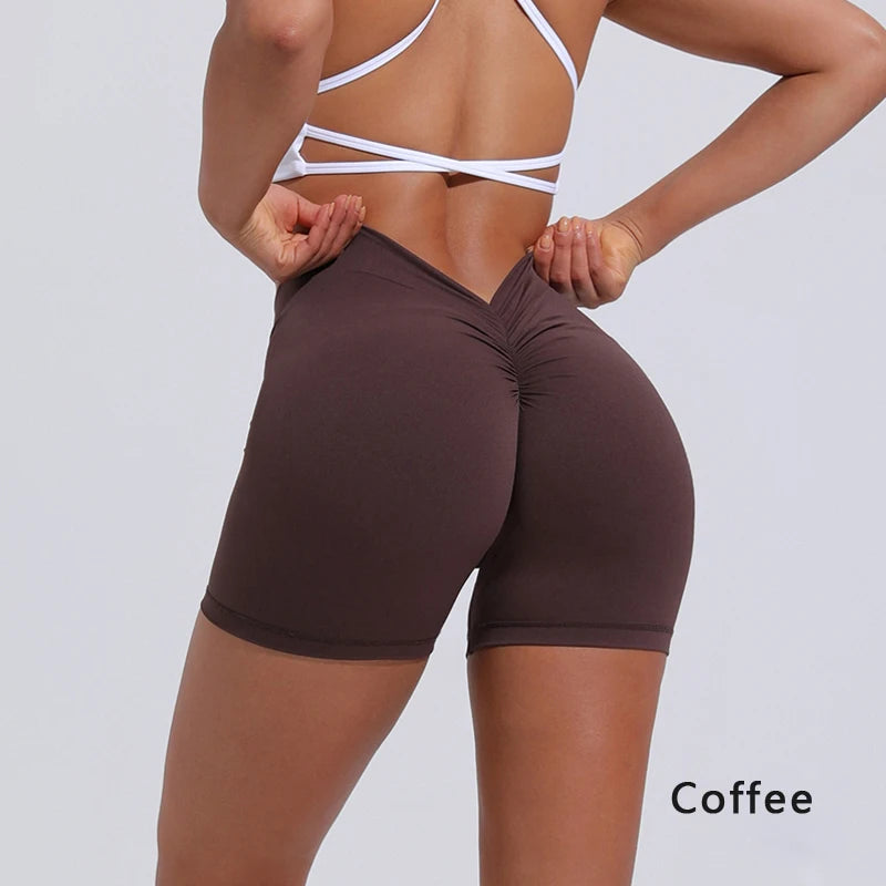 DIAS FIT JOY V-Back Shorts High Waisted Hip Lifting Yoga Shorts Women's Nylon Tight Fitting Shorts Training Sports Fitness Pants - Matrix Studios