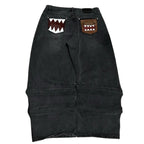 Washed Black Baggy Men Monster Tooth Embroidery Jeans Pocket Wide Leg Denim Pants Y2k Streetwear Hip Hop Loose Trousers Unisex - Matrix Studios