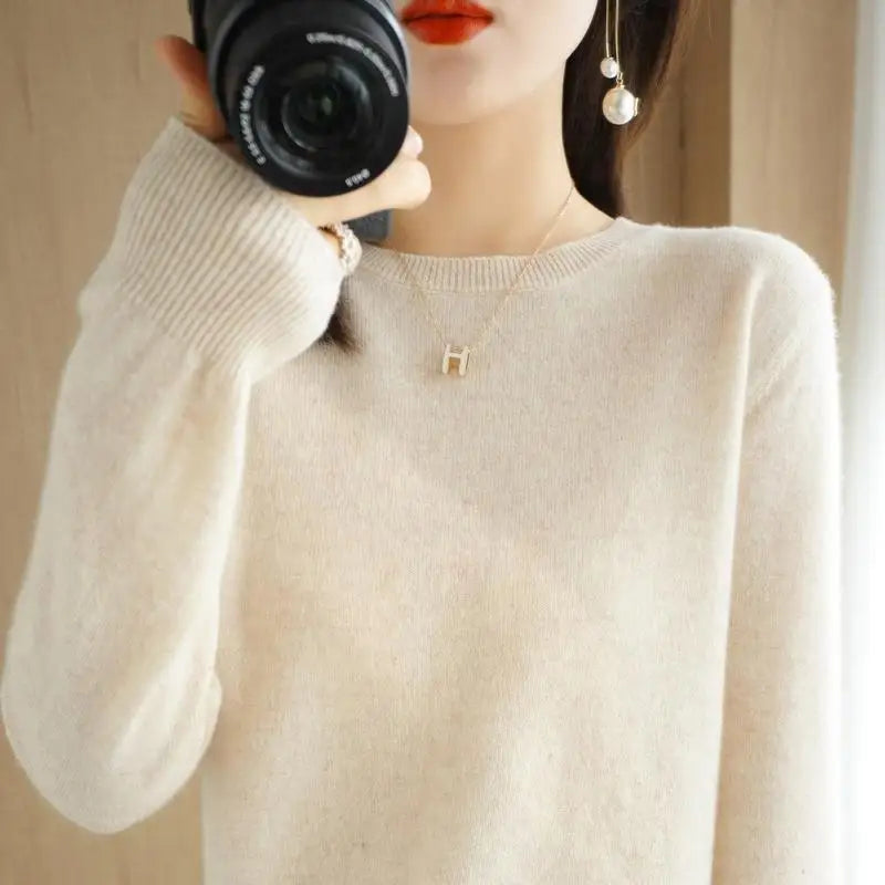 Autumn And Winter Thin Sweater Women's Round Neck Pullover Casual Knitted Top Women's Short Underlay Fashion 18 Colors - Matrix Studios