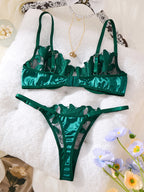 Exclusive Green embroidery Lingerie Set for Dates. Sexy See-Through Chiffon Bra. High-End Sensual Women's Underwear ZA824031 - Matrix Studios