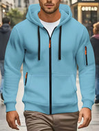 Men Autumn and Winter New Hoodies Long Sleeve Sweatshirt Pocket Zipper Design Hooded Sweatshirt Men Sportswear Casual Jacket - Matrix Studios