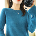 Autumn And Winter Cashmere Sweater Women's Crew Neck Pullover Casual Knitted Top Women's Short Undercoat Fashion 18 Colors - Matrix-studios.com