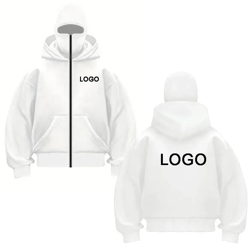 Customized Double-hooded Zipper Hoodies Men Personality Printed Long Sleeve Zip Up Sweatshirts Women Ninja Mask Pullovers Jacket - Matrix Studios