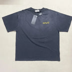 Good Quality Damaged Hole Oversized Tee Logo Embroidery Satoshi T-Shirt Washed Brown Black T Shirt Man - Matrix-studios.com