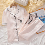 Victoria's Secret Soft Breathable Button Down Pyjama Suit Womens Silk Satin Pajamas Set Short Sleeve Shorts Sleepwear Loungewear - Matrix-studios.com