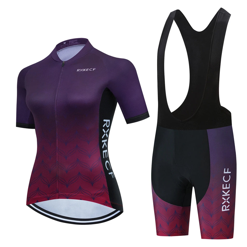 RXKECF Pro 2023 Woman Short Sleeve Cycling Jersey Set Sports Outfit Bike Clothing Kit Mtb Maillot Cyclist Bicycle Clothes - Matrix-studios.com