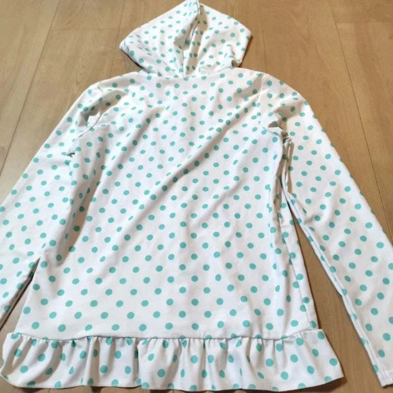 Japanese subculture Harajuku retro polka dot bow long sleeved women's zipper hooded sweatshirt American spicy girl trendy top - Matrix Studios