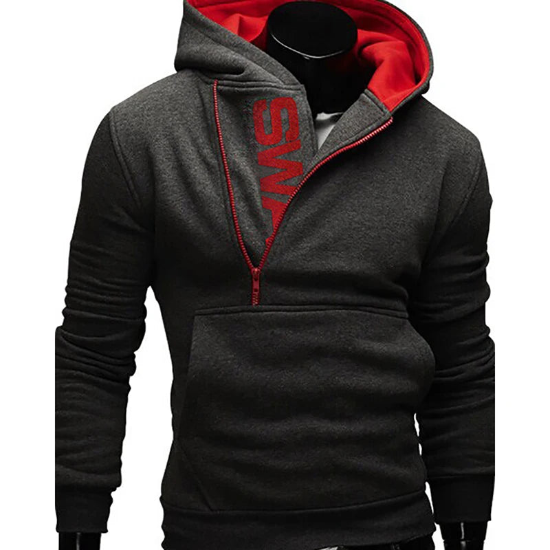 Men's Hoodies Long Sleeve Sweatshirts for Men Zipper Hooded Pullover High Neck Mens Sweatshirt Top Jacket Coat Black Sweater - Matrix Studios