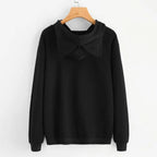 Long Sleeve Hoodies Sweatshirt For Women Cute Cat Print and Ear Kangaroo Pocket Drawstring Hooded Jogger Pullover Tops - Matrix Studios
