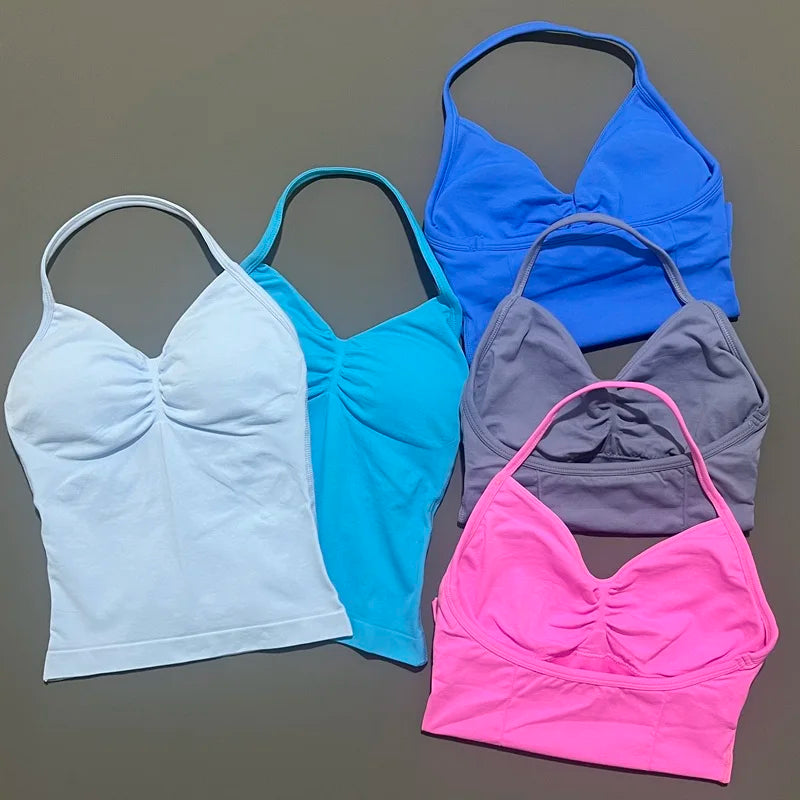 Women Solid Color Yoga Sports Tank Top Sleeveless Quick Dry Breathable Elastic Slim Fit Gym Workout Running Fitness Soft Skin - Matrix-studios.com