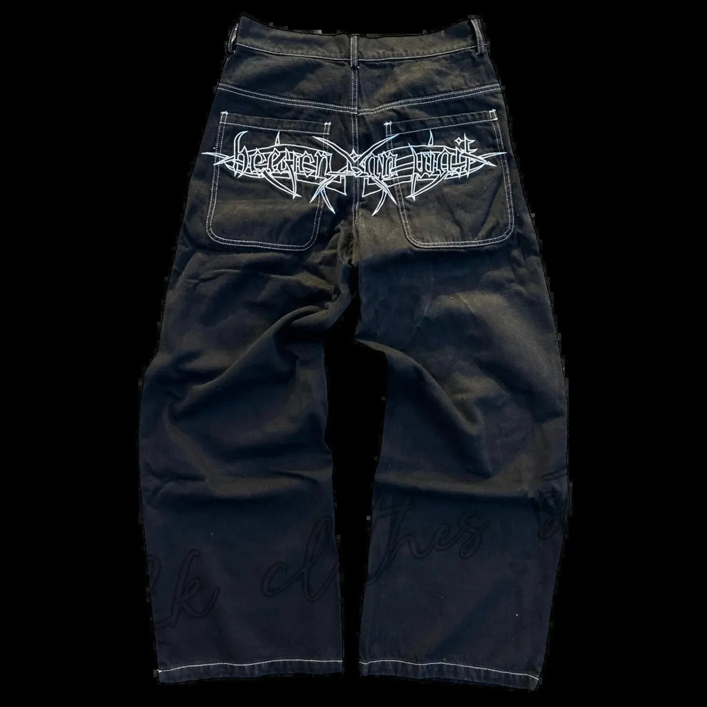 2025 New Prints Jeans Men Streetwear Baggy Wide Leg Jeans Korean Fashion Drapes Straight Casual Loose Denim Cargo Pants - Matrix Studios