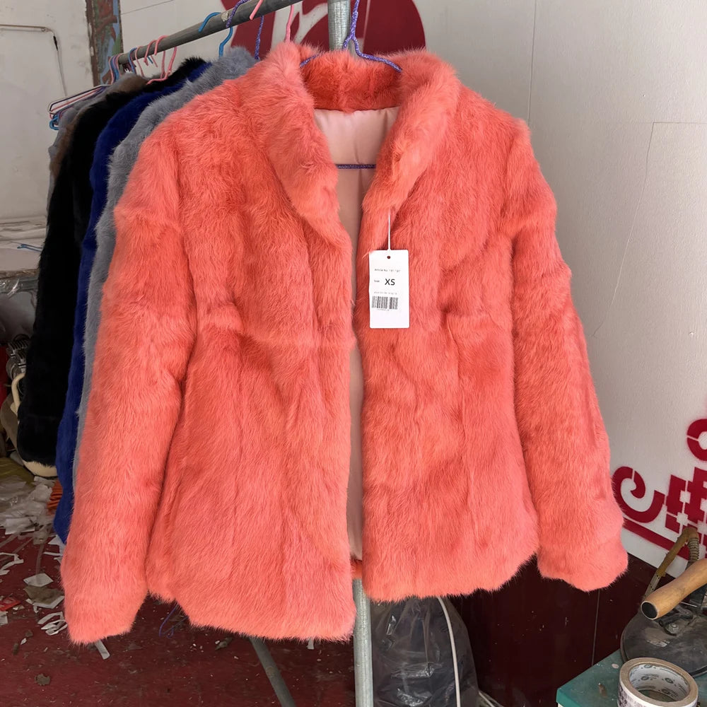 Fancy Rani Natural Rabbit Fur Coat Women Winter Jacket Real Leather And Fur Women's Clothing Female Outerwears With 2024 - Matrix Studios