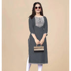 Muslim Kurt Women's Fashionable And Comfortable Dress With Flowers Straight Tube And National style Abito Donna Musulmana - Matrix-studios.com