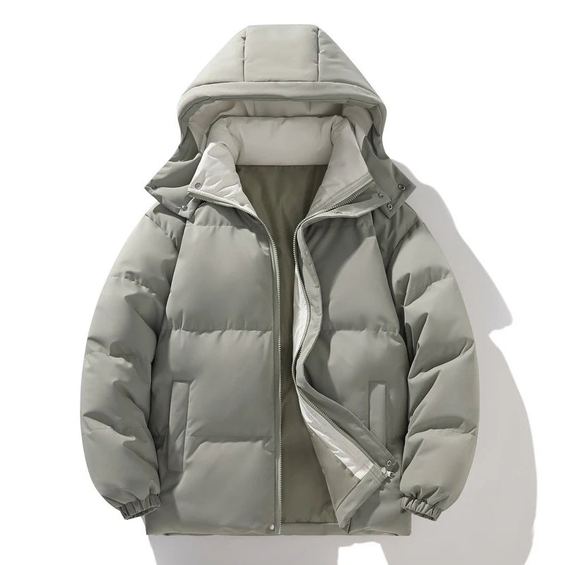 Winter Mens Warm Down Padded Jackets Fashion Man Cotton Windbreaker Hooded Parkas Men Loose Thermal Thick Zipper Coats Clothing - Matrix Studios
