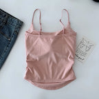 Summer Dopamine Color Sexy Camisole For Women With Pleated Waist And All-in-one Beautiful Back With Breast Pads For Women - Matrix-studios.com