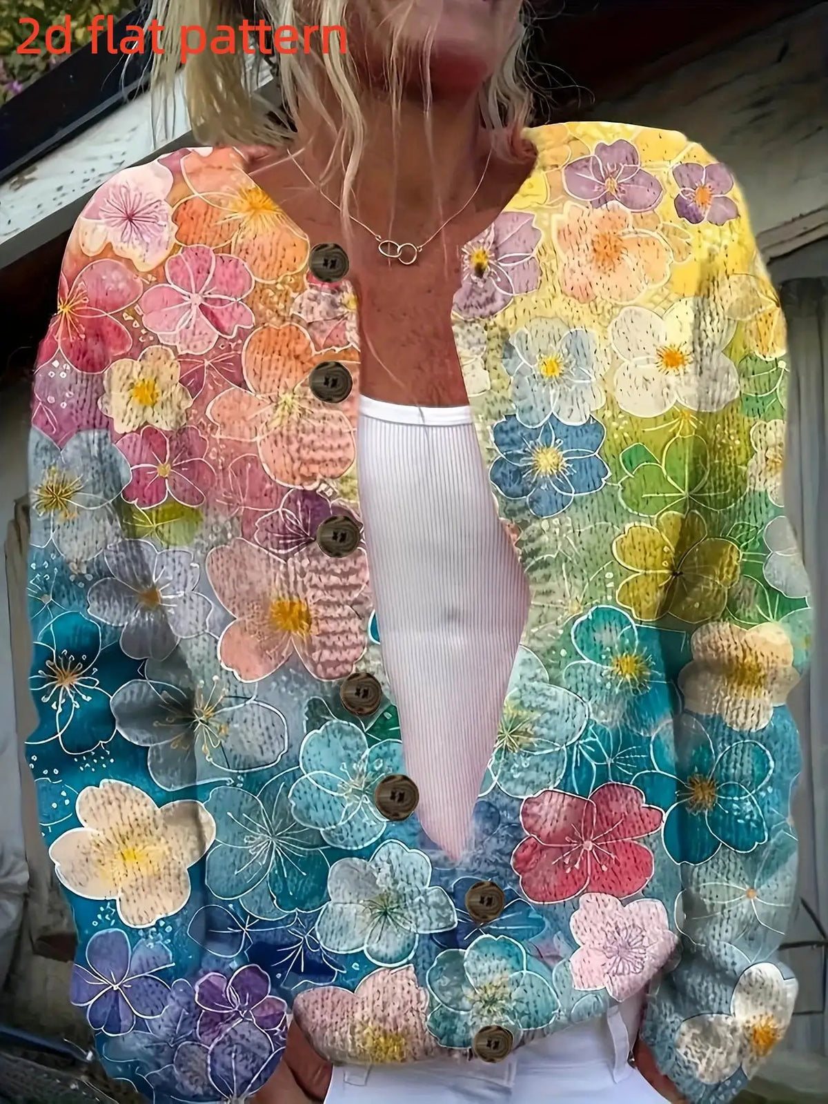 Spring Fashion New Round Neck Cardigan Women's Top with Floral Pattern Digital Print Trendy Women's Thin Sweater Jacket - Matrix Studios